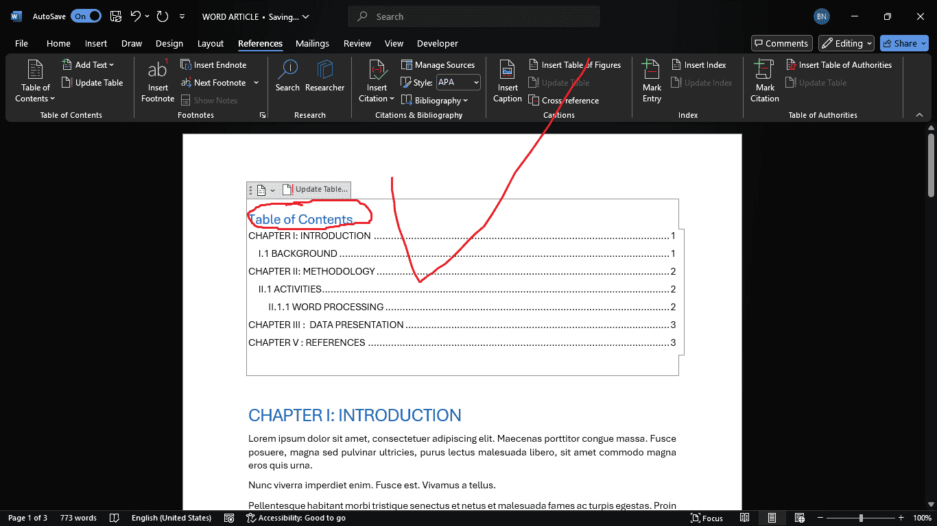 Finishing Up the TOC